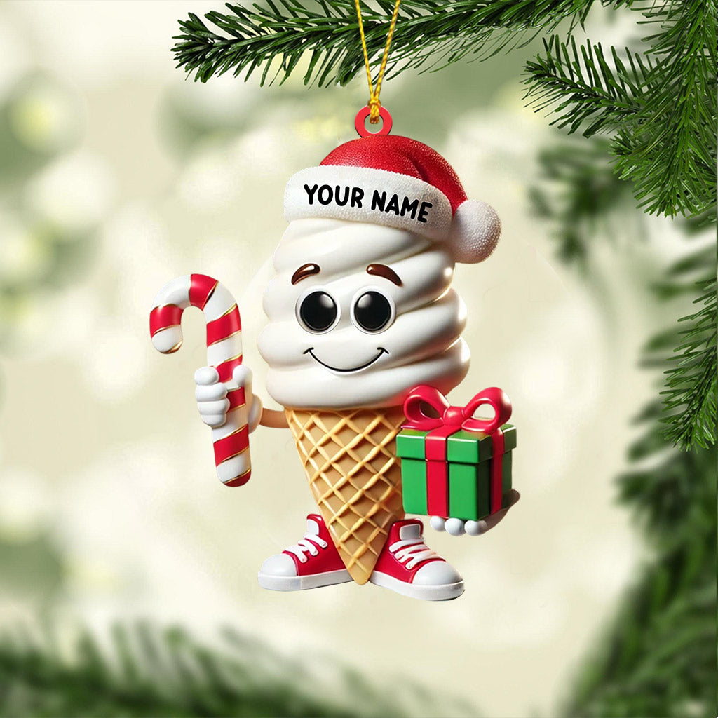 Ice Cream Home Decor Christmas Ornament, Personalized Ornament