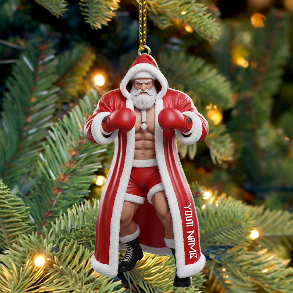 Boxing Santa, Home Decor, Christmas Ornament, Personalized Ornament