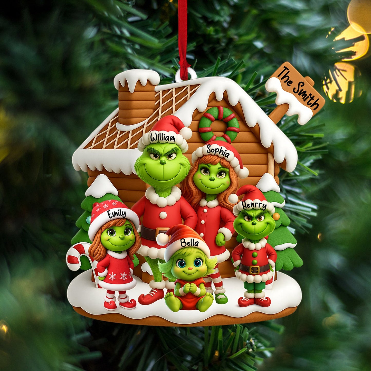 ELF Family Christmas, Home Decor, Christmas Ornament, Personalized Ornament