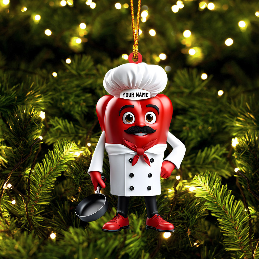 Bell Pepper Chef Decor Christmas Ornament, Personalized Ornament