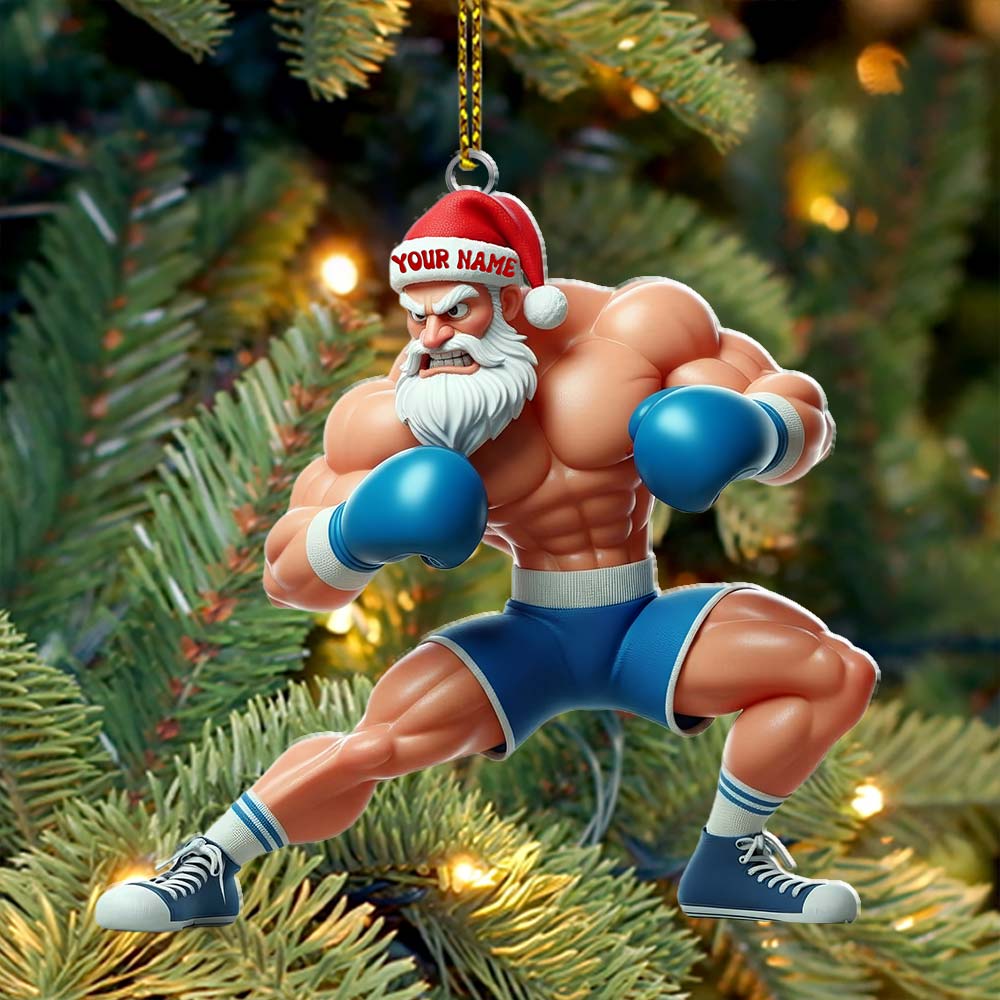 Boxing Santa, Home Decor, Christmas Ornament, Personalized Ornament