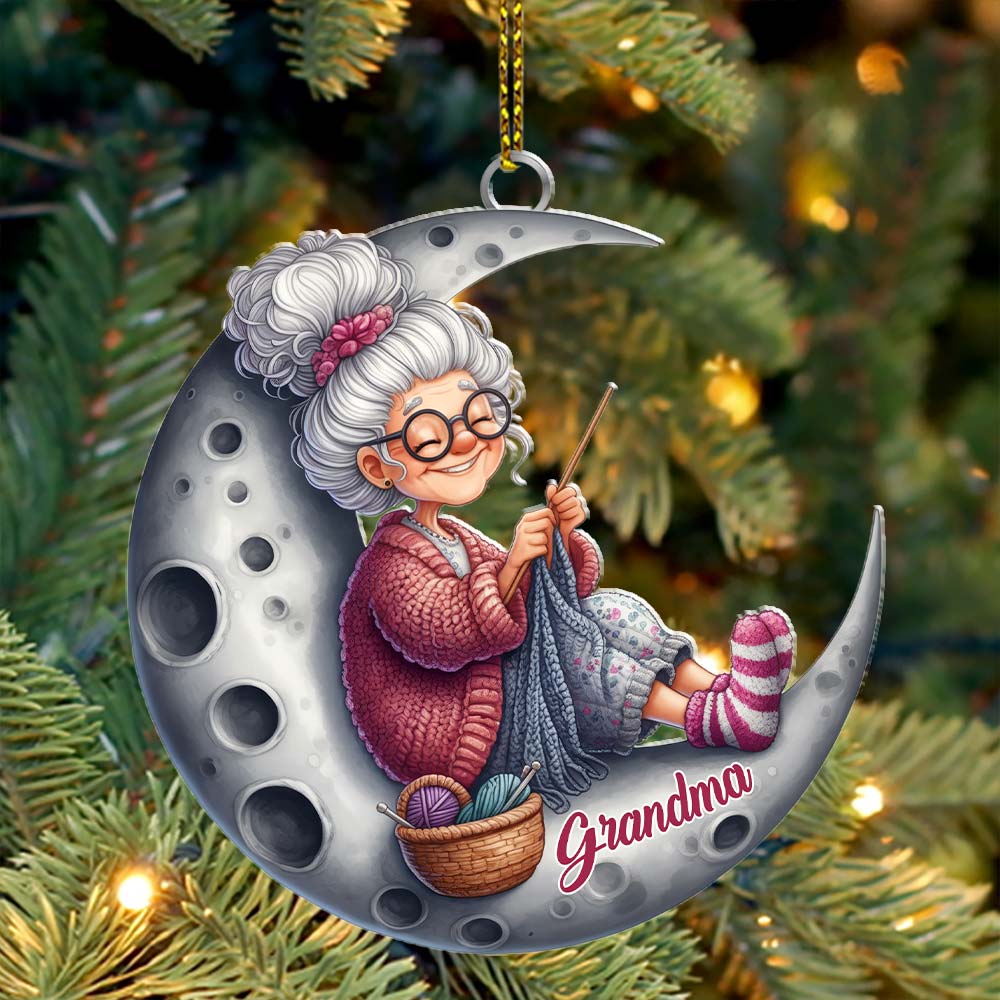 Knitting Woman, Home Decor, Christmas Ornament, Personalized Ornament