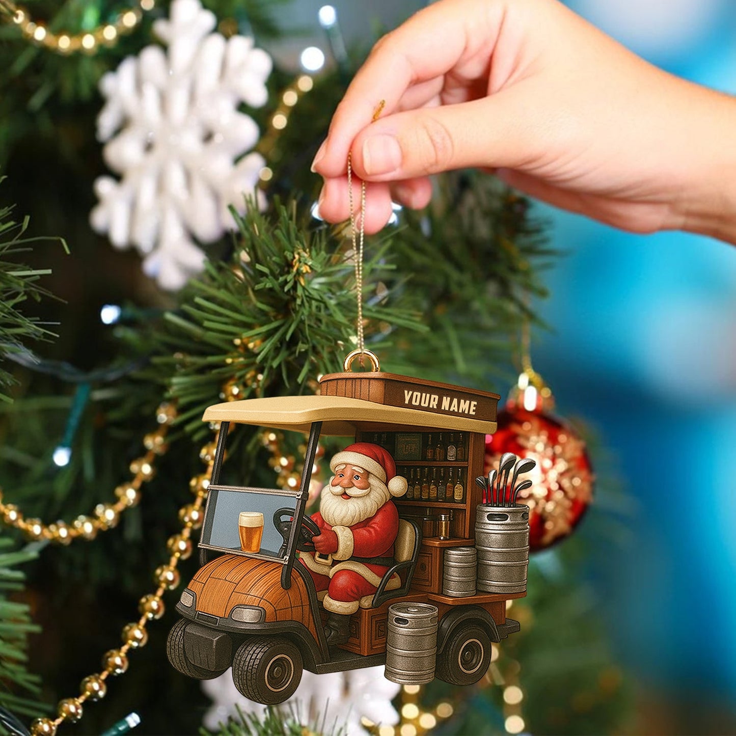 Golf Santa, Home Decor, Christmas Ornament, Personalized Ornament