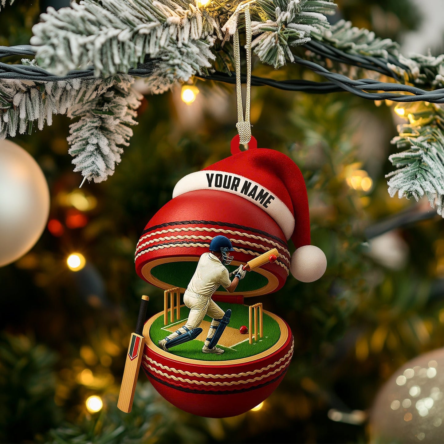 Christmas Cricket Player, Home Decor, Christmas Ornament, Personalized Ornament