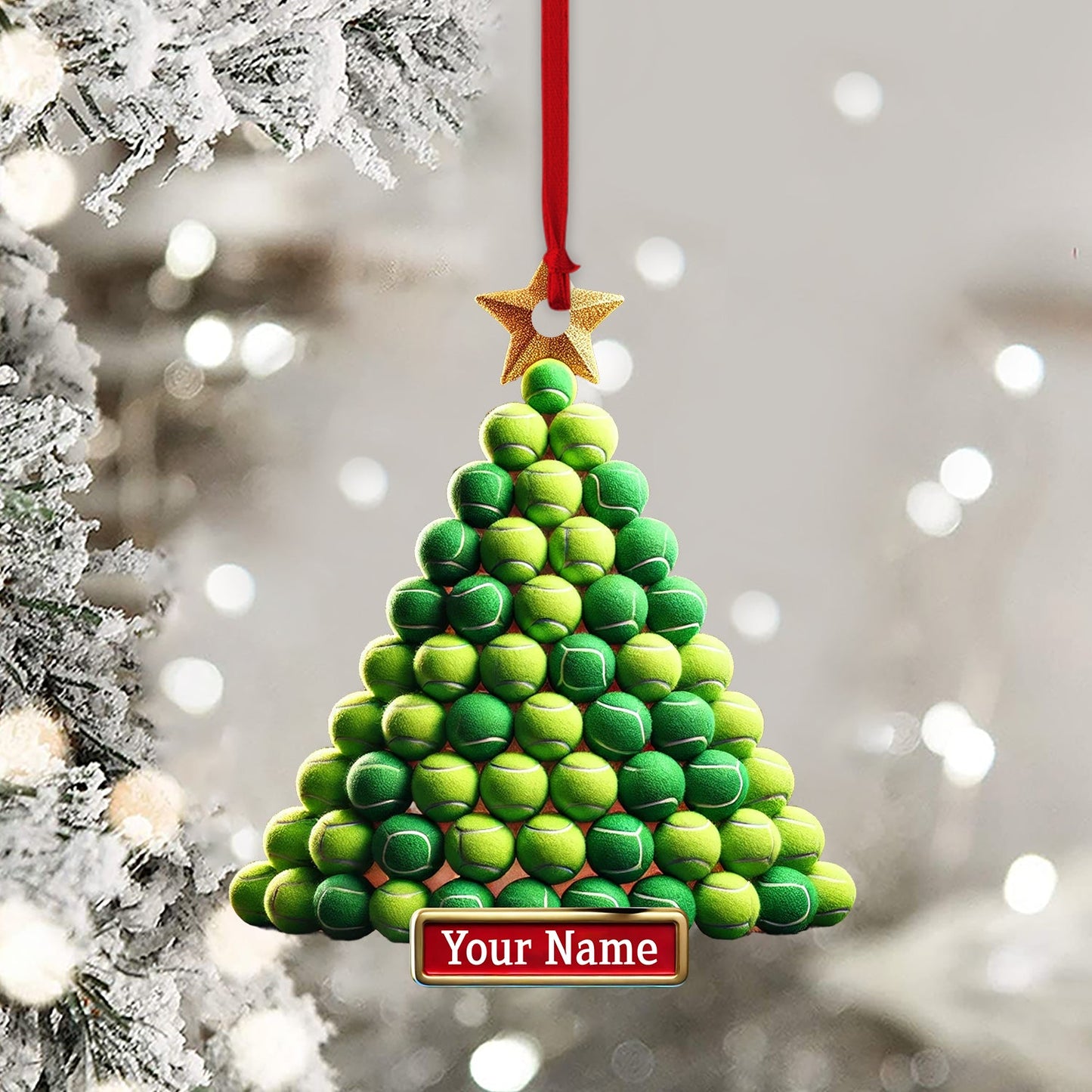 Tennis Ball Tree Christmas Ornament, Personalized Ornament