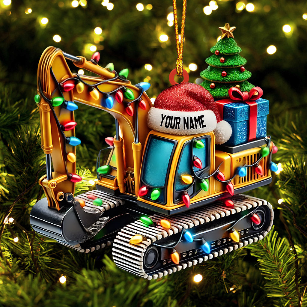 Excavator Decor Christmas Ornament, Personalized Ornament