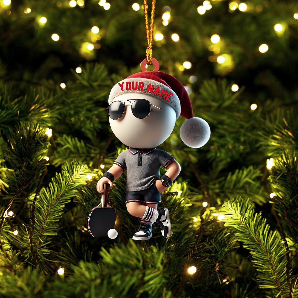 Ping Pong Player Decor Christmas Ornament, Personalized Ornament