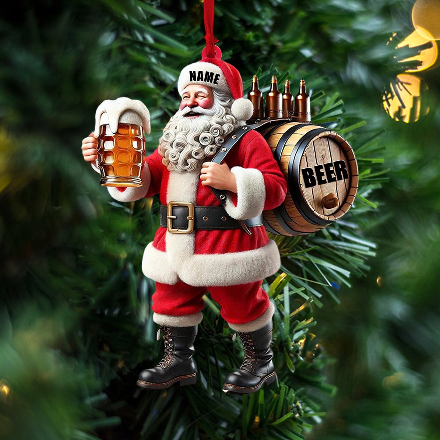 Santa Beer, Home Decor, Christmas Ornament, Personalized Ornament