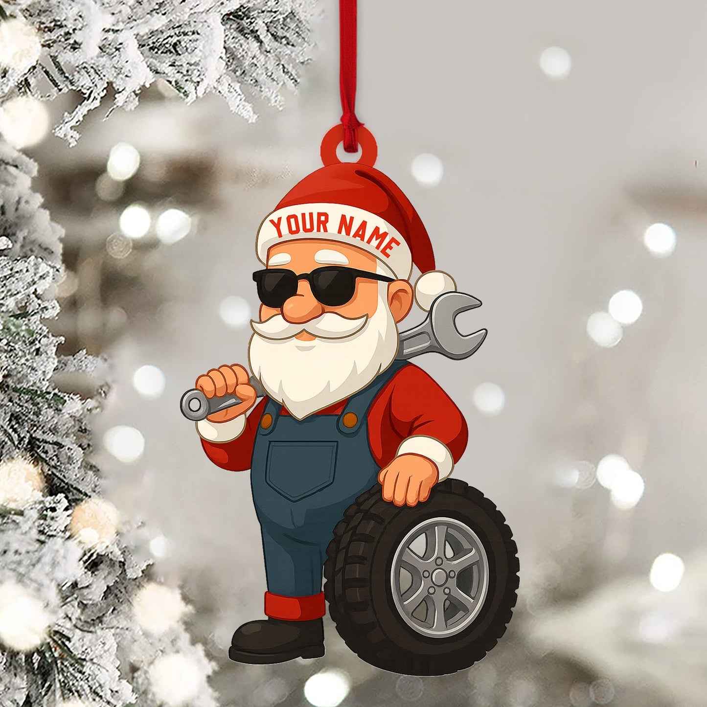 Santa Mechanic Christmas, Home Decor, Christmas Ornament, Personalized Ornament