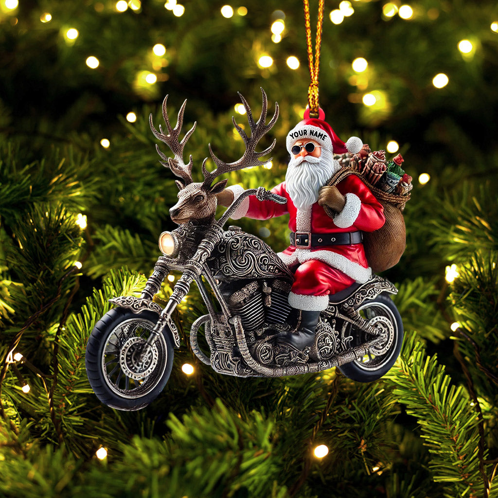 Moto Santa Home Decor Christmas Ornament, Personalized Ornament