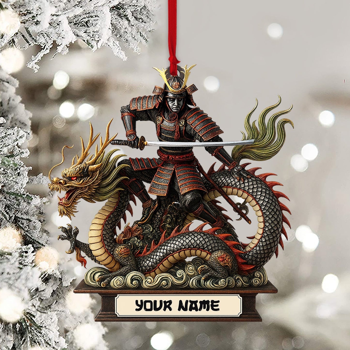 Dragon Samurai, Home Decor, Christmas Ornament, Personalized Ornament