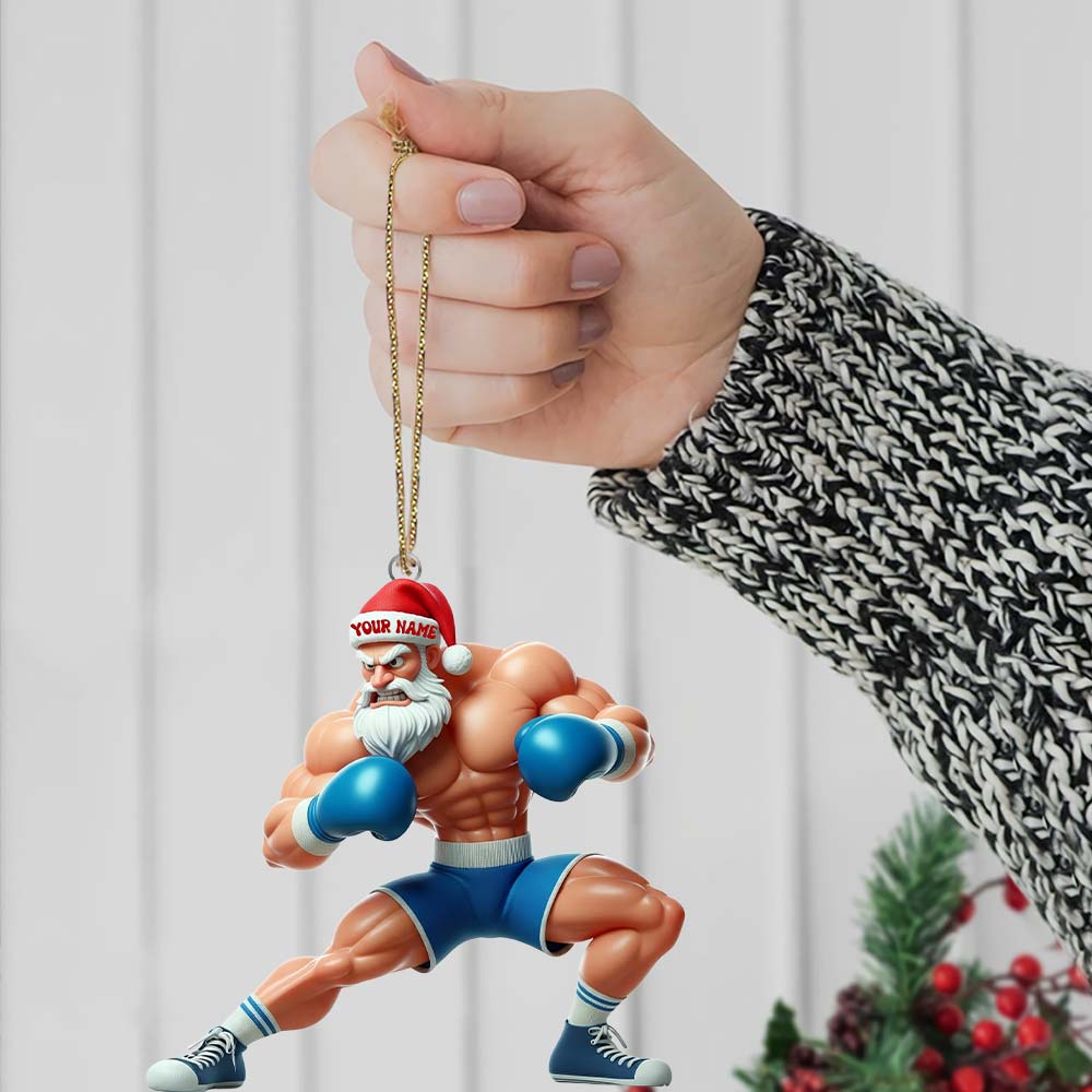 Boxing Santa, Home Decor, Christmas Ornament, Personalized Ornament