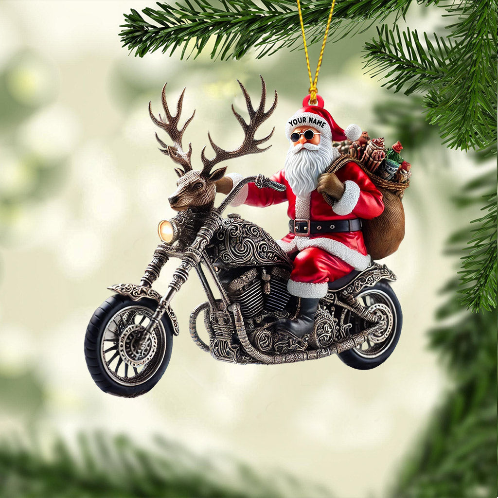Moto Santa Home Decor Christmas Ornament, Personalized Ornament
