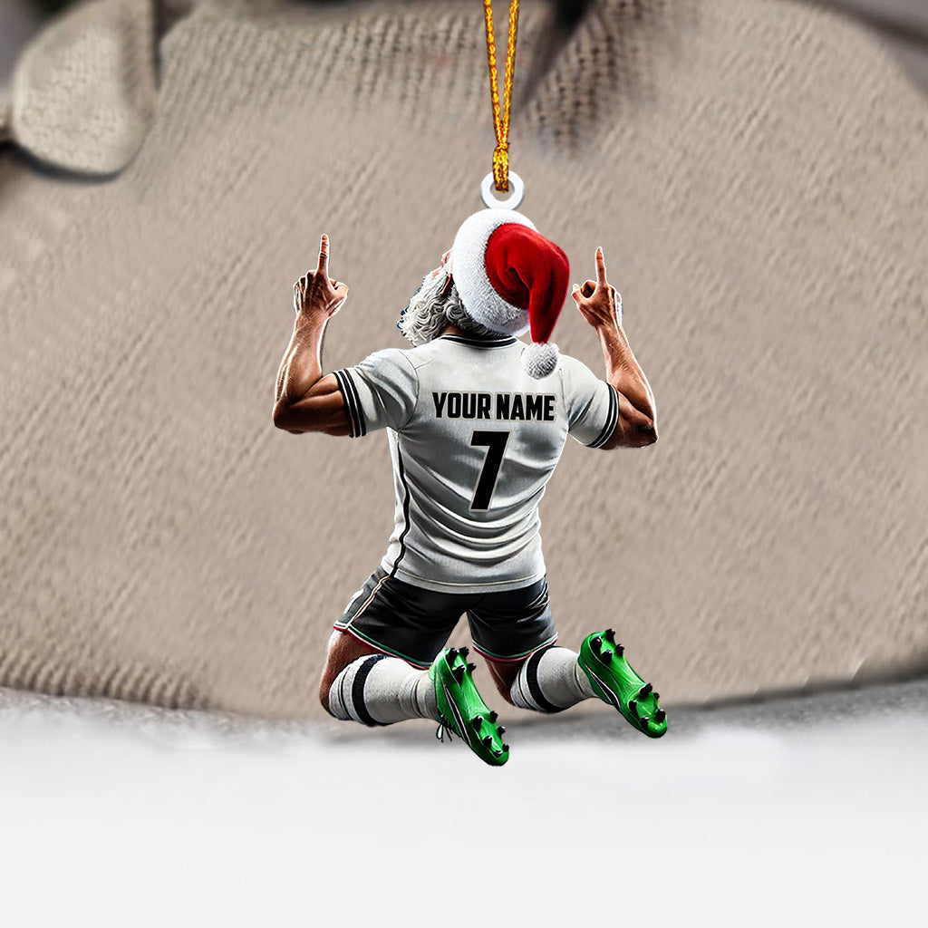 Santa Football Player Christmas Ornament, Personalized Ornament