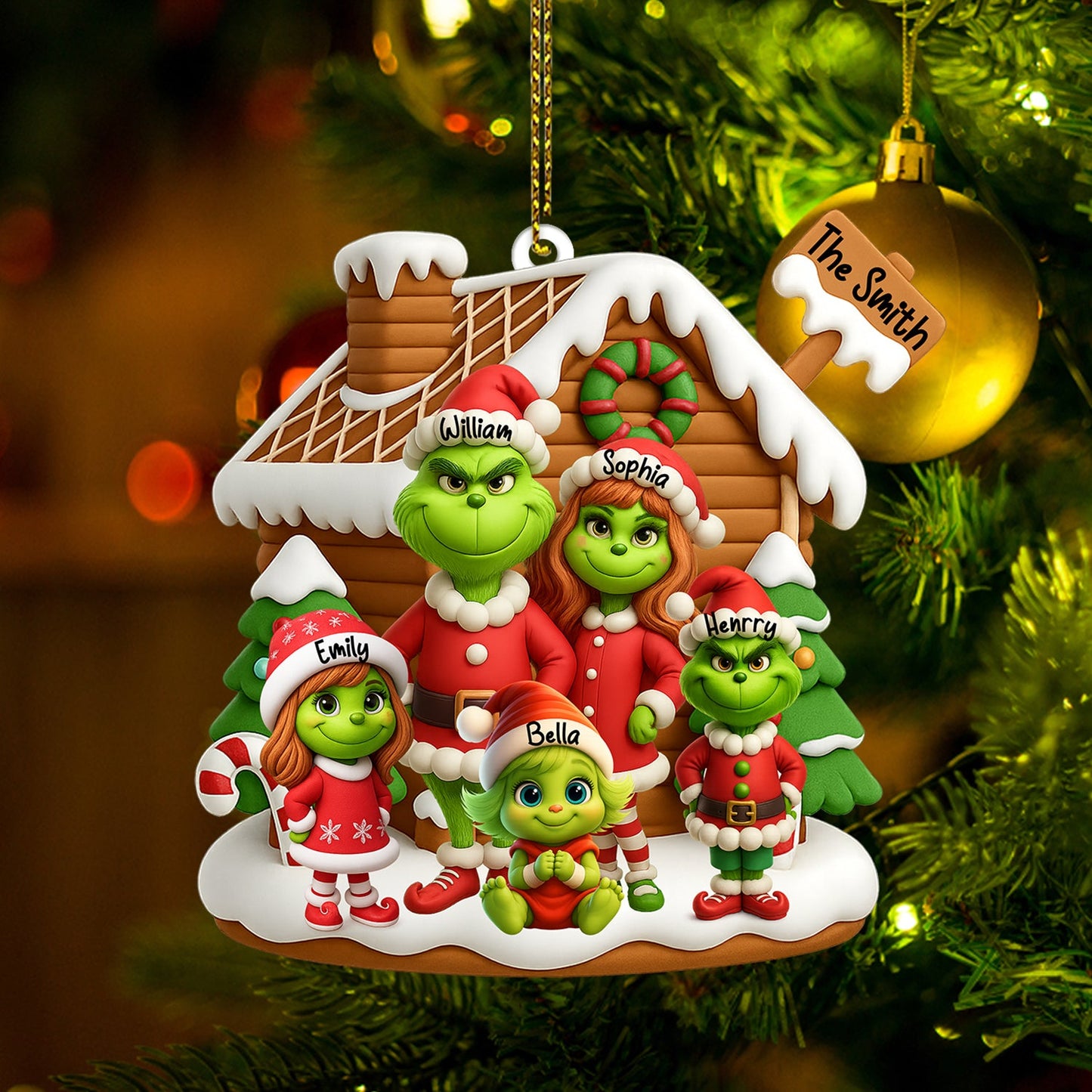 ELF Family Christmas, Home Decor, Christmas Ornament, Personalized Ornament