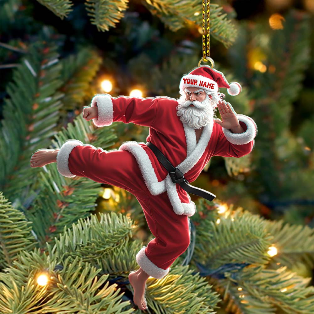 Karate Santa, Home Decor, Christmas Ornament, Personalized Ornament