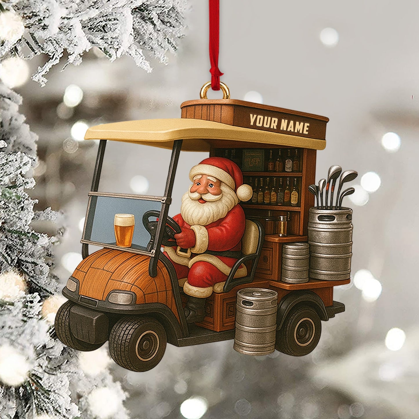 Golf Santa, Home Decor, Christmas Ornament, Personalized Ornament