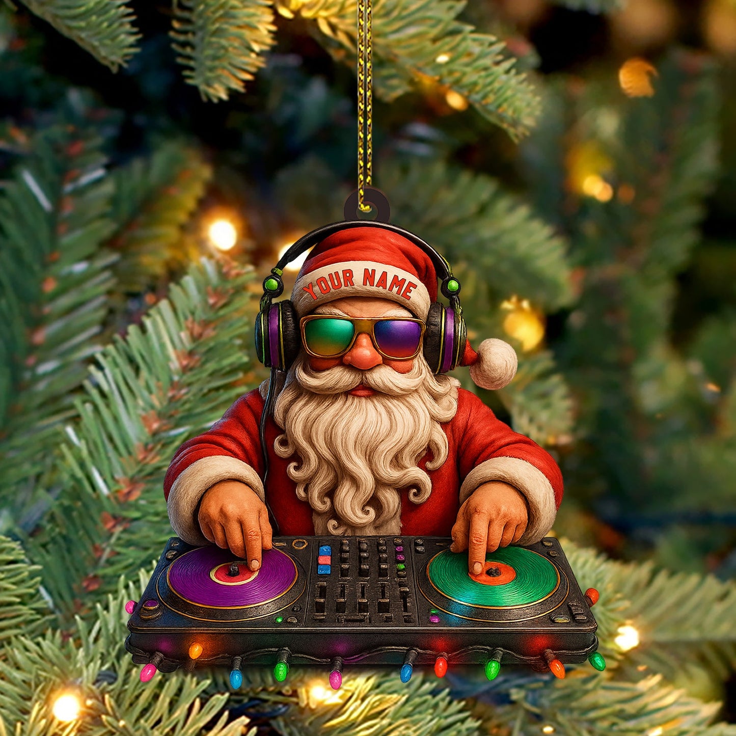 Santa DJ Christmas, Home Decor, Christmas Ornament, Personalized Ornament