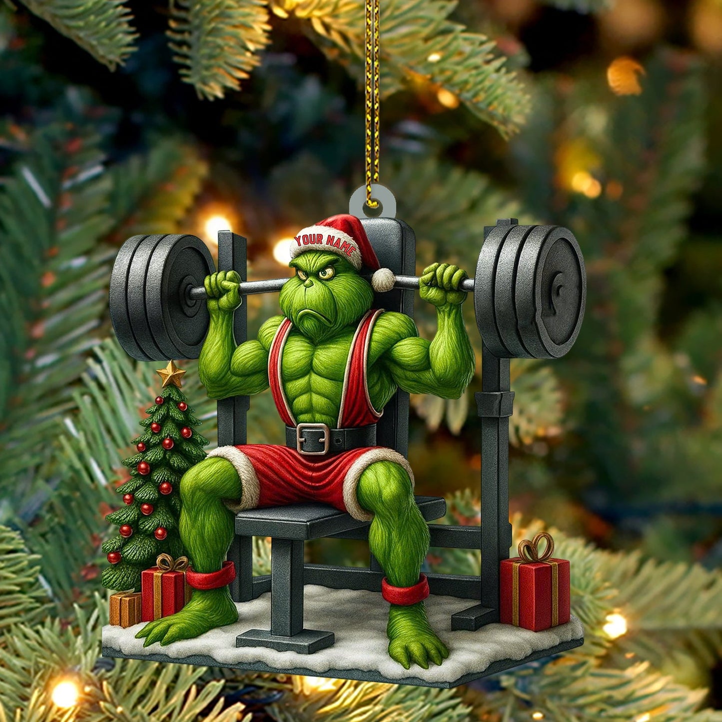 Weightlifting ELF, Home Decor, Christmas Ornament, Personalized Ornament