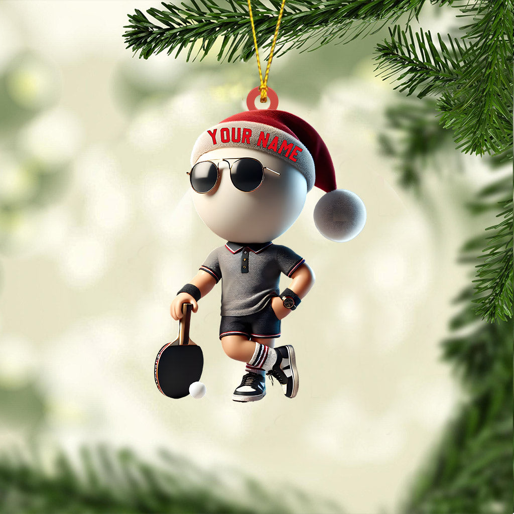 Ping Pong Player Decor Christmas Ornament, Personalized Ornament