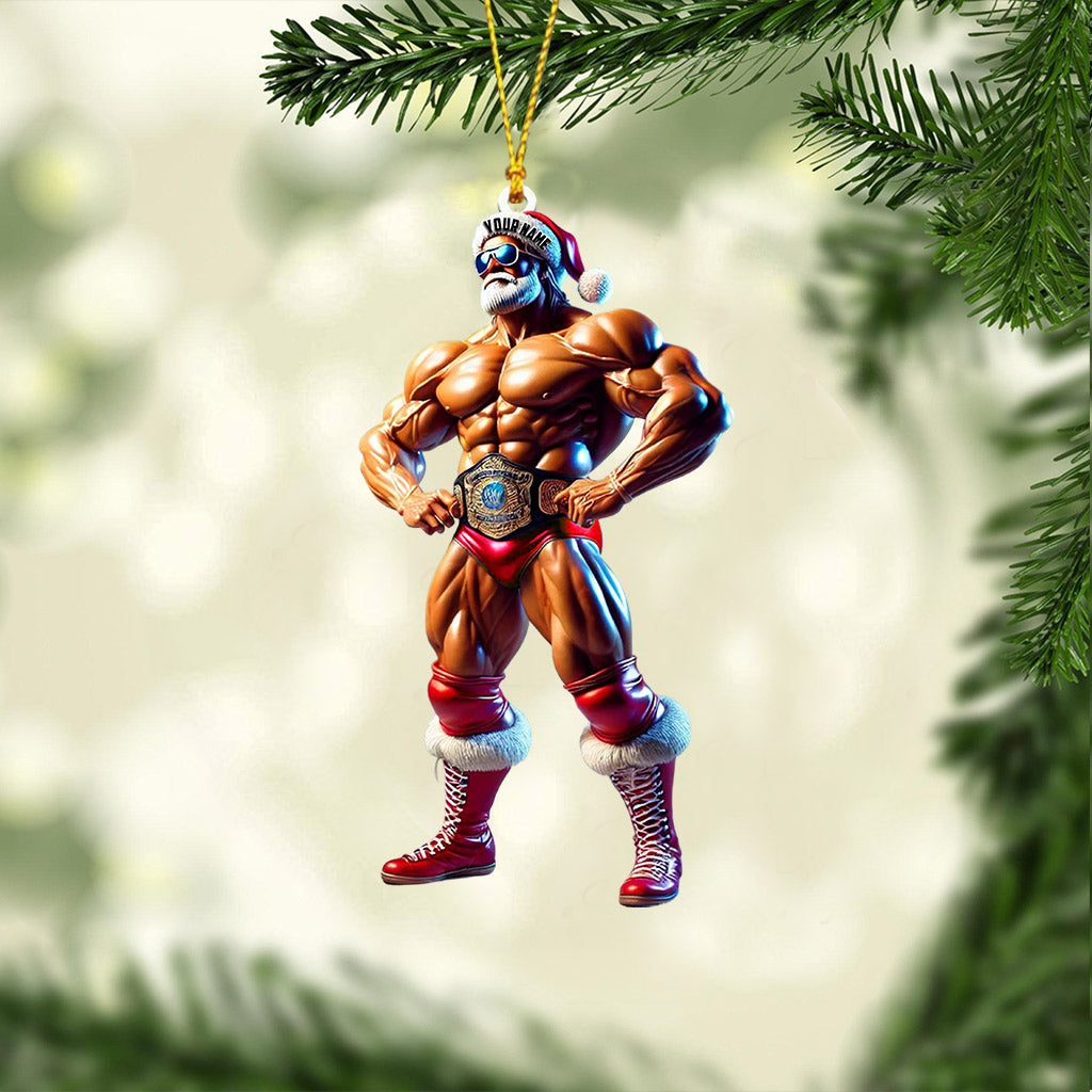 Strong Santa Home Decor Christmas Ornament, Personalized Ornament