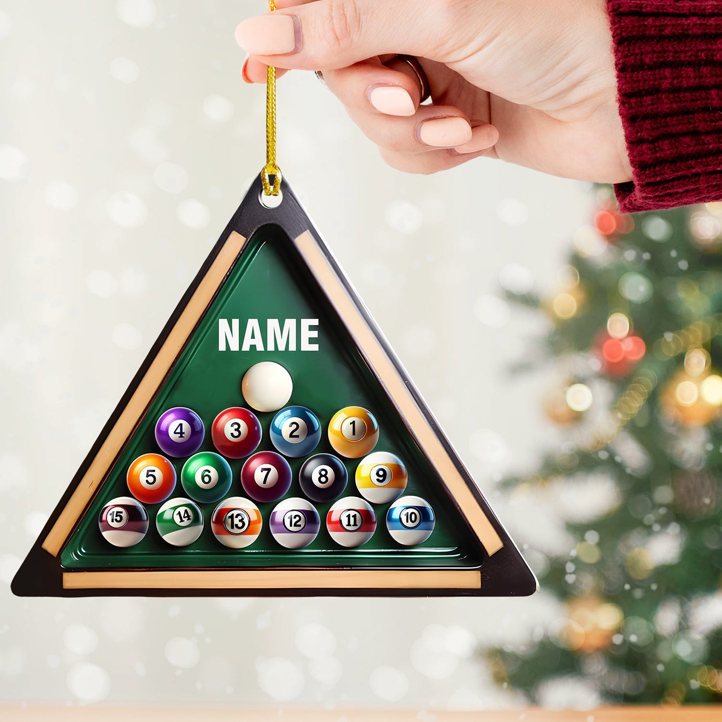 Pool Table Billiard Ball Christmas Ornament, Personalized Ornament
