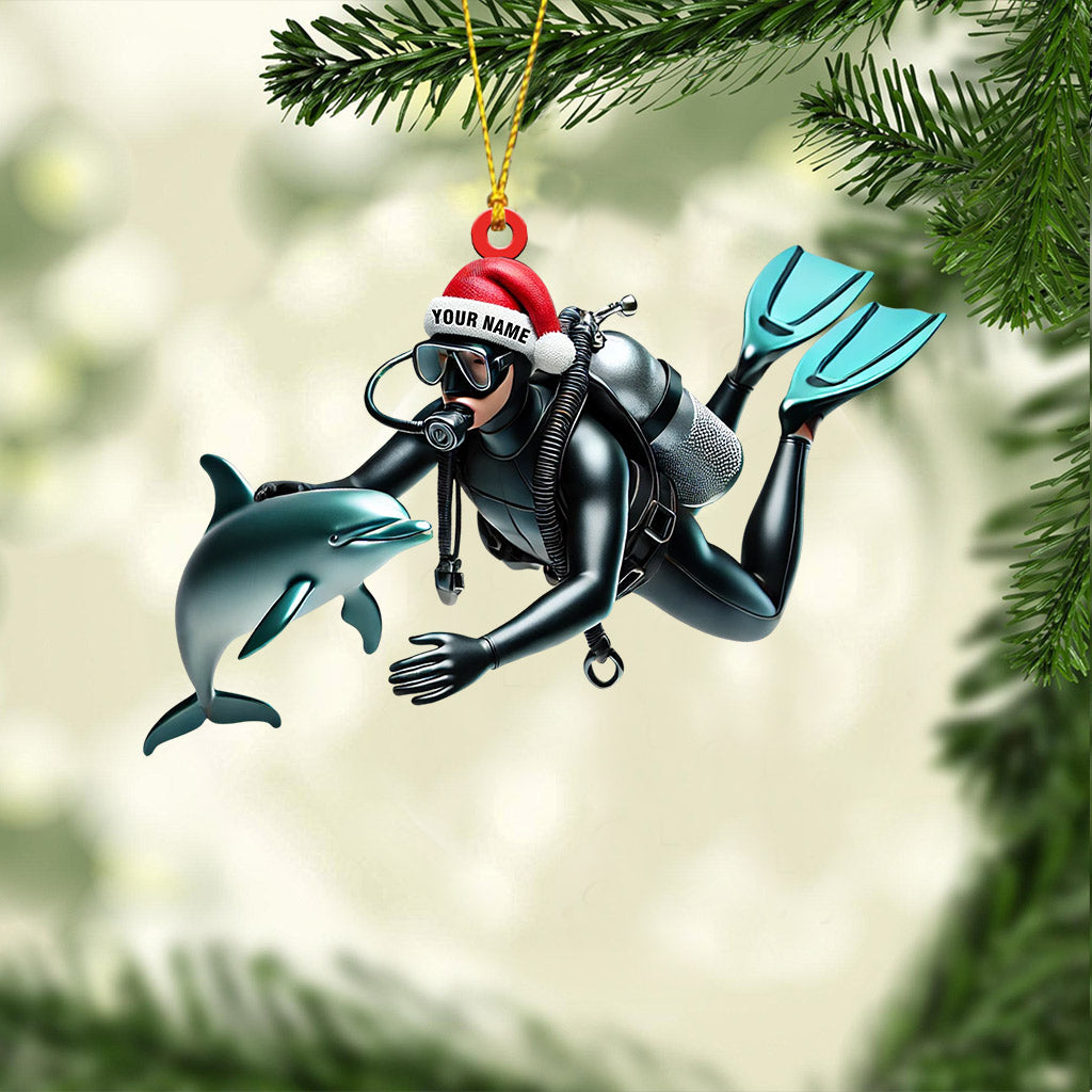 Santa Diver Home Decor Christmas Ornament, Personalized Ornament
