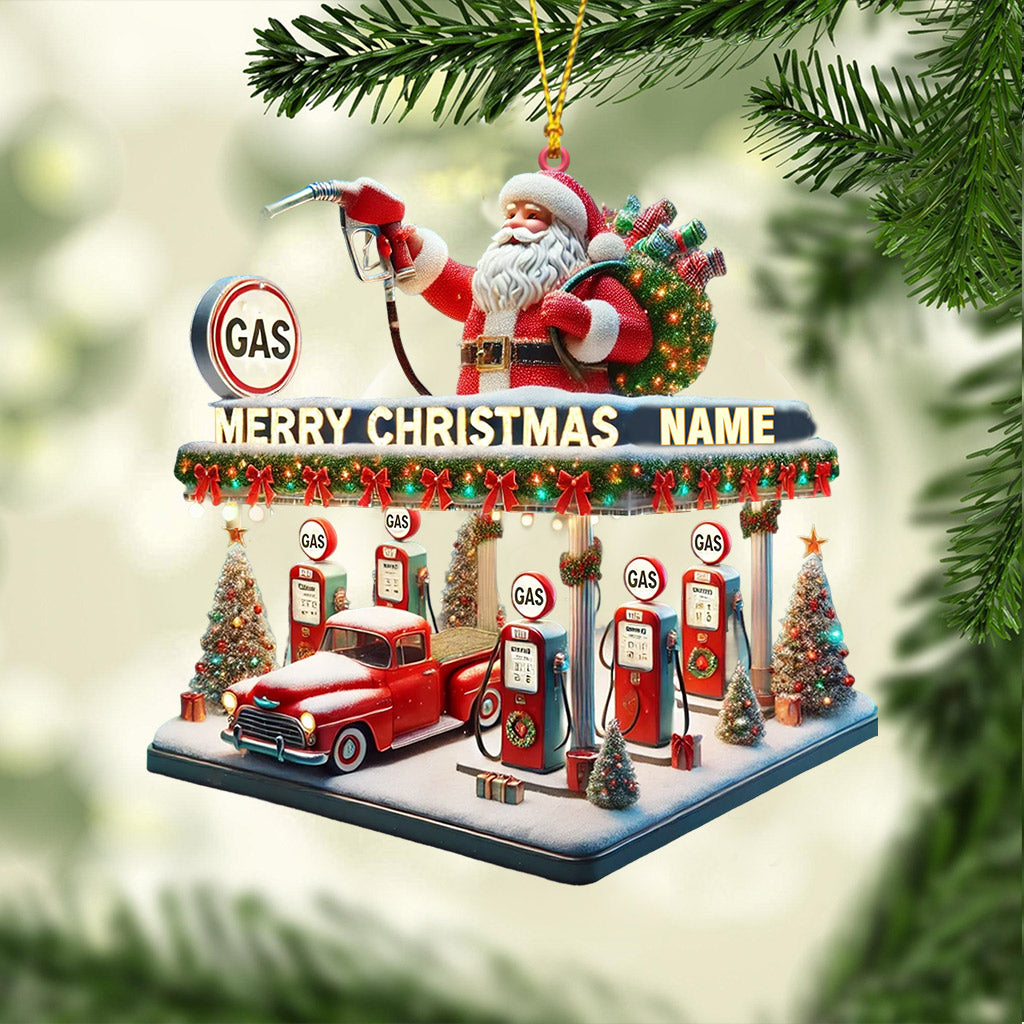 Gas Station Merry Christmas Ornament, Personalized Ornament