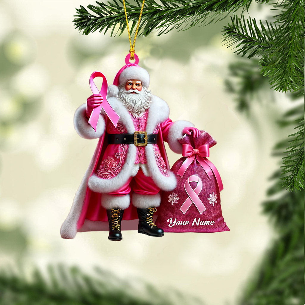 Pink Santa Home Decor Christmas Ornament, Personalized Ornament