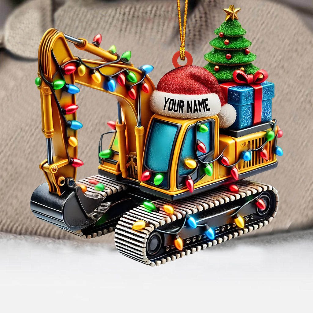 Excavator Decor Christmas Ornament, Personalized Ornament
