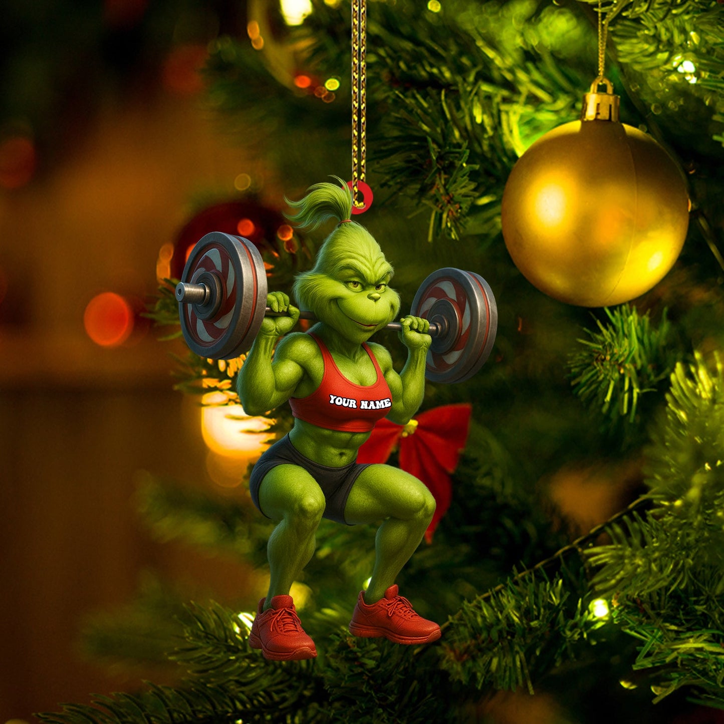 Lady Weightlifting, Home Decor, Christmas Ornament, Personalized Ornament