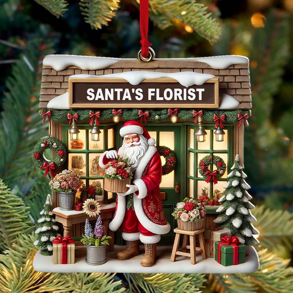 Santa's Florist Christmas Ornament, Personalized Ornament