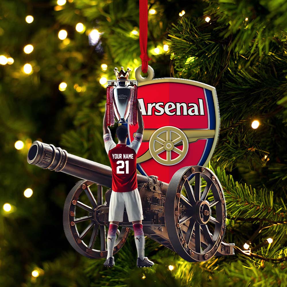 Custom Name Arsenal Ornament, Christmas Gift for Football Lover