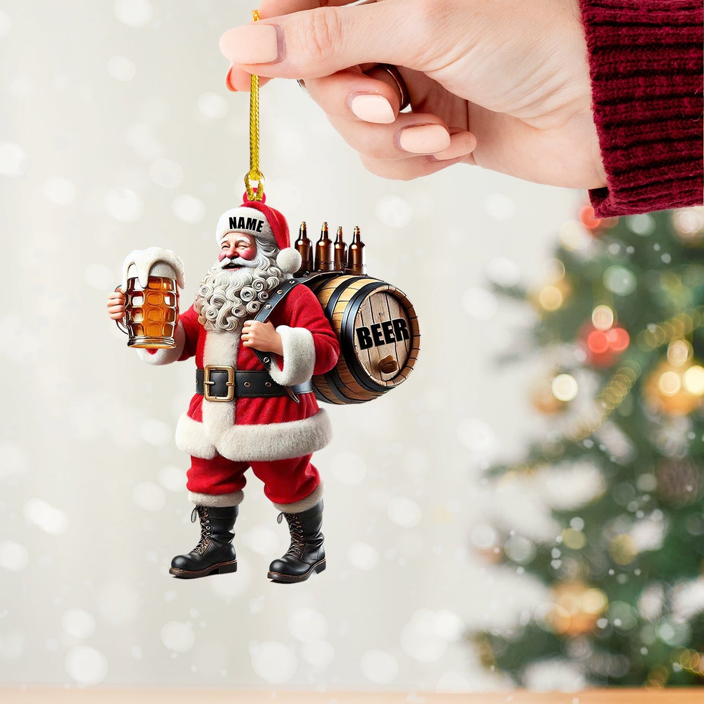 Santa Beer, Home Decor, Christmas Ornament, Personalized Ornament
