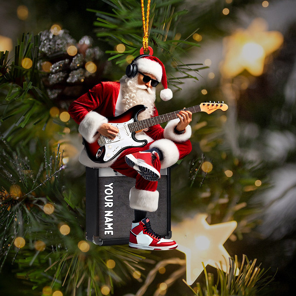 Santa Street Musician Home Decor Christmas Ornament, Personalized Ornament