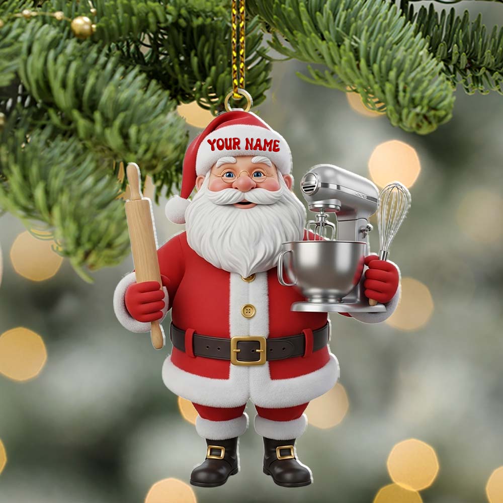 Santa Chef, Home Decor, Christmas Ornament, Personalized Ornament