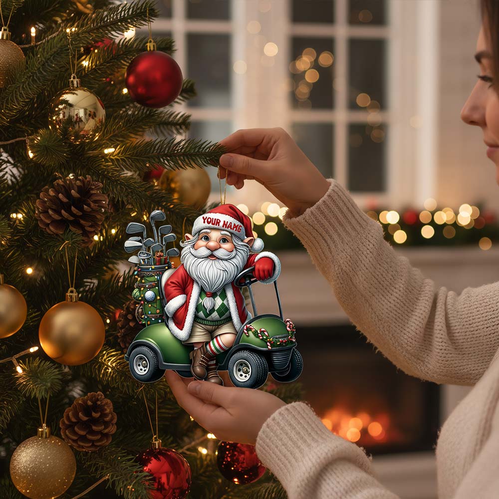 Santa Golf Car, Home Decor, Christmas Ornament, Personalized Ornament