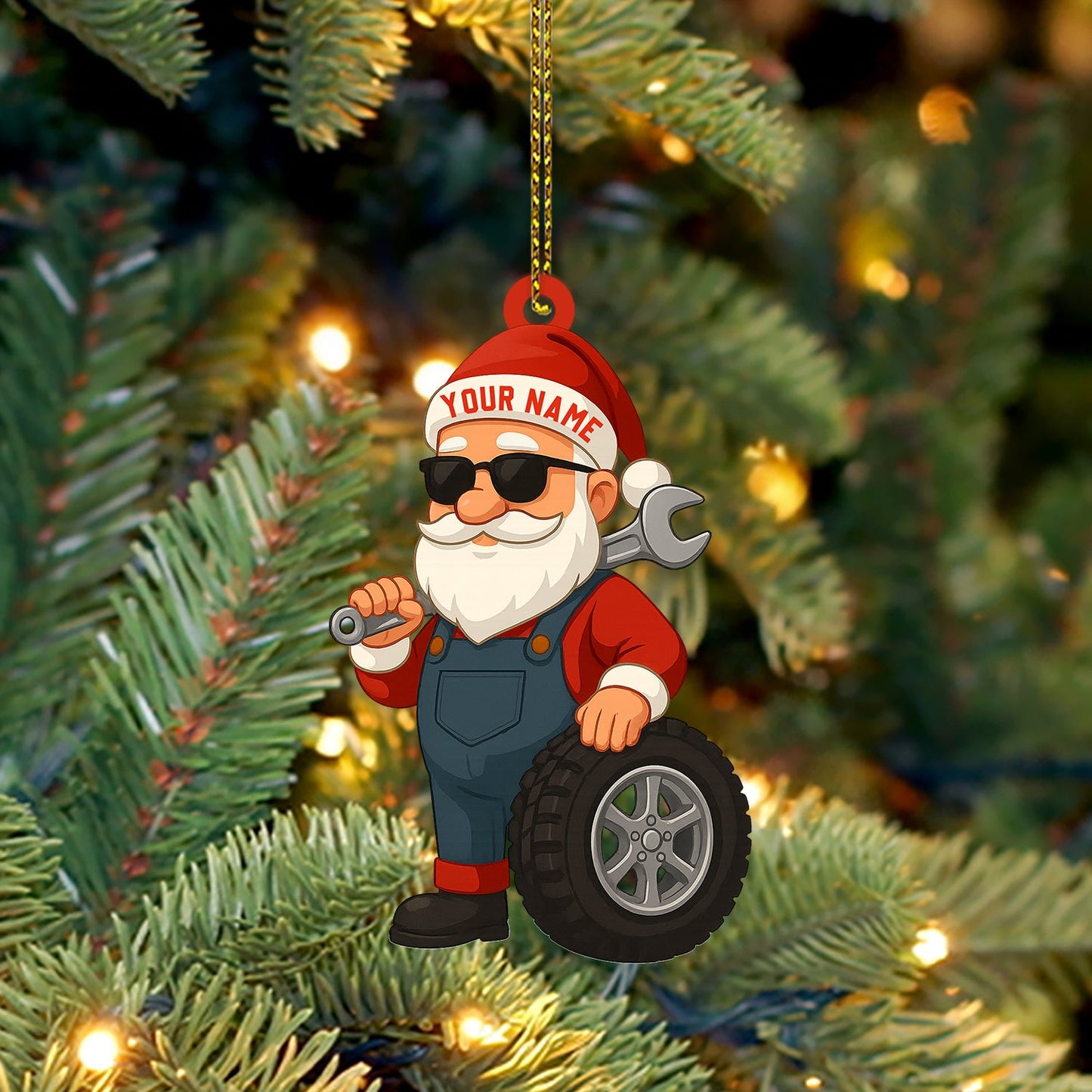 Santa Mechanic Christmas, Home Decor, Christmas Ornament, Personalized Ornament