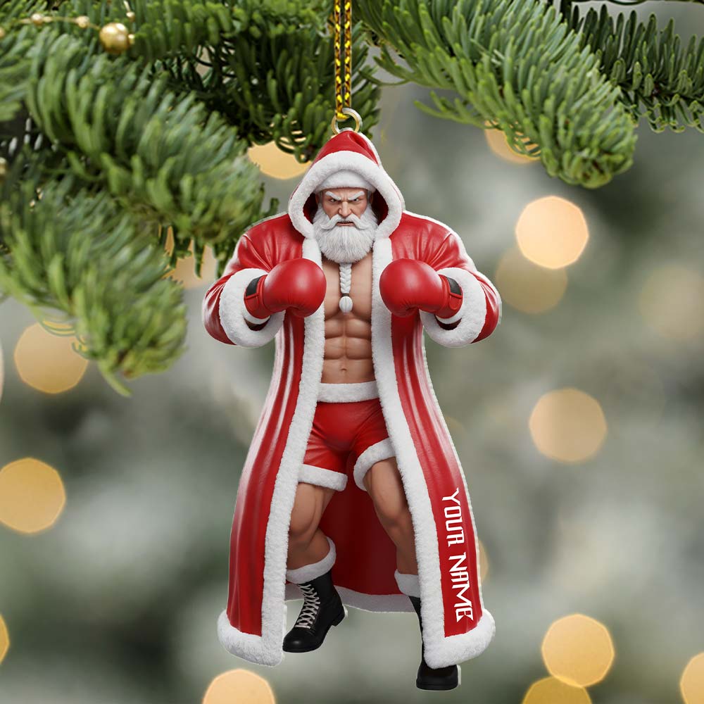 Boxing Santa, Home Decor, Christmas Ornament, Personalized Ornament