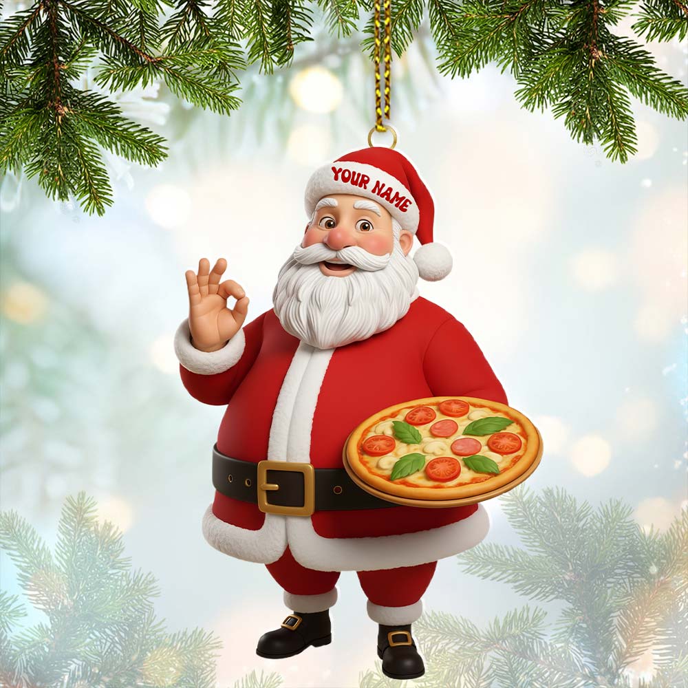 Pizza Chef Santa, Home Decor, Christmas Ornament, Personalized Ornament