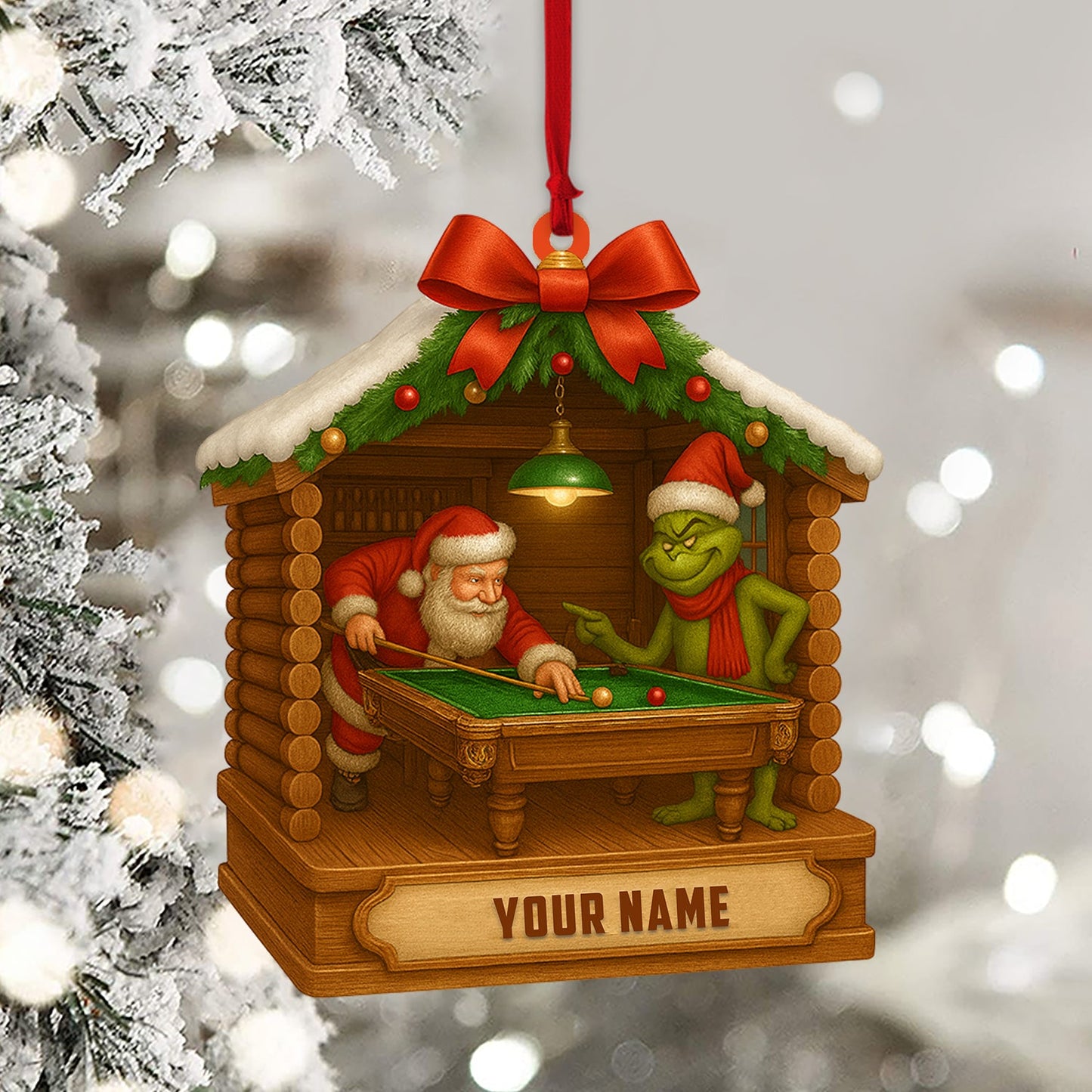 Billiard Santa, Home Decor, Christmas Ornament, Personalized Ornament