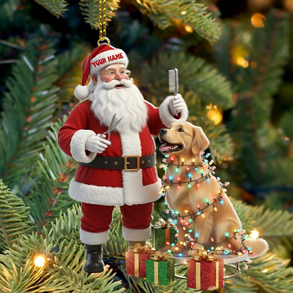 Santa Pet Grooming Home Decor, Christmas Ornament, Personalized Ornament