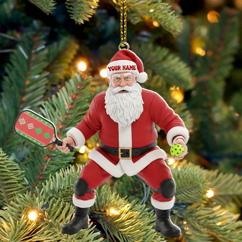 Pickle Ball Santa, Home Decor, Christmas Ornament, Personalized Ornament
