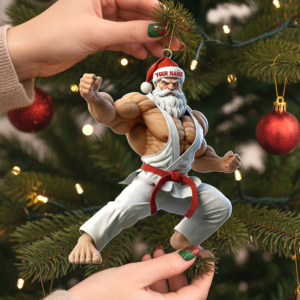 Karate Santa, Home Decor, Christmas Ornament, Personalized Ornament