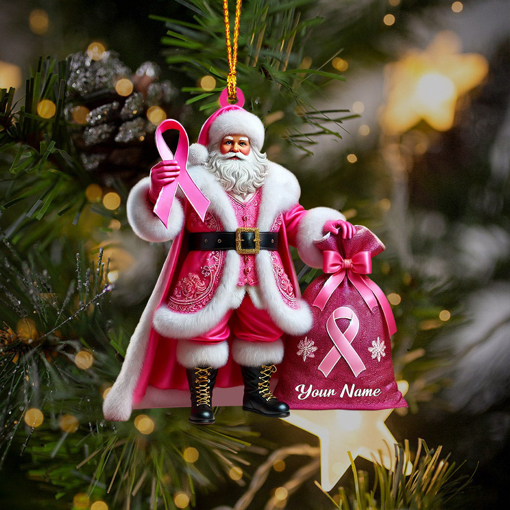 Pink Santa Home Decor Christmas Ornament, Personalized Ornament