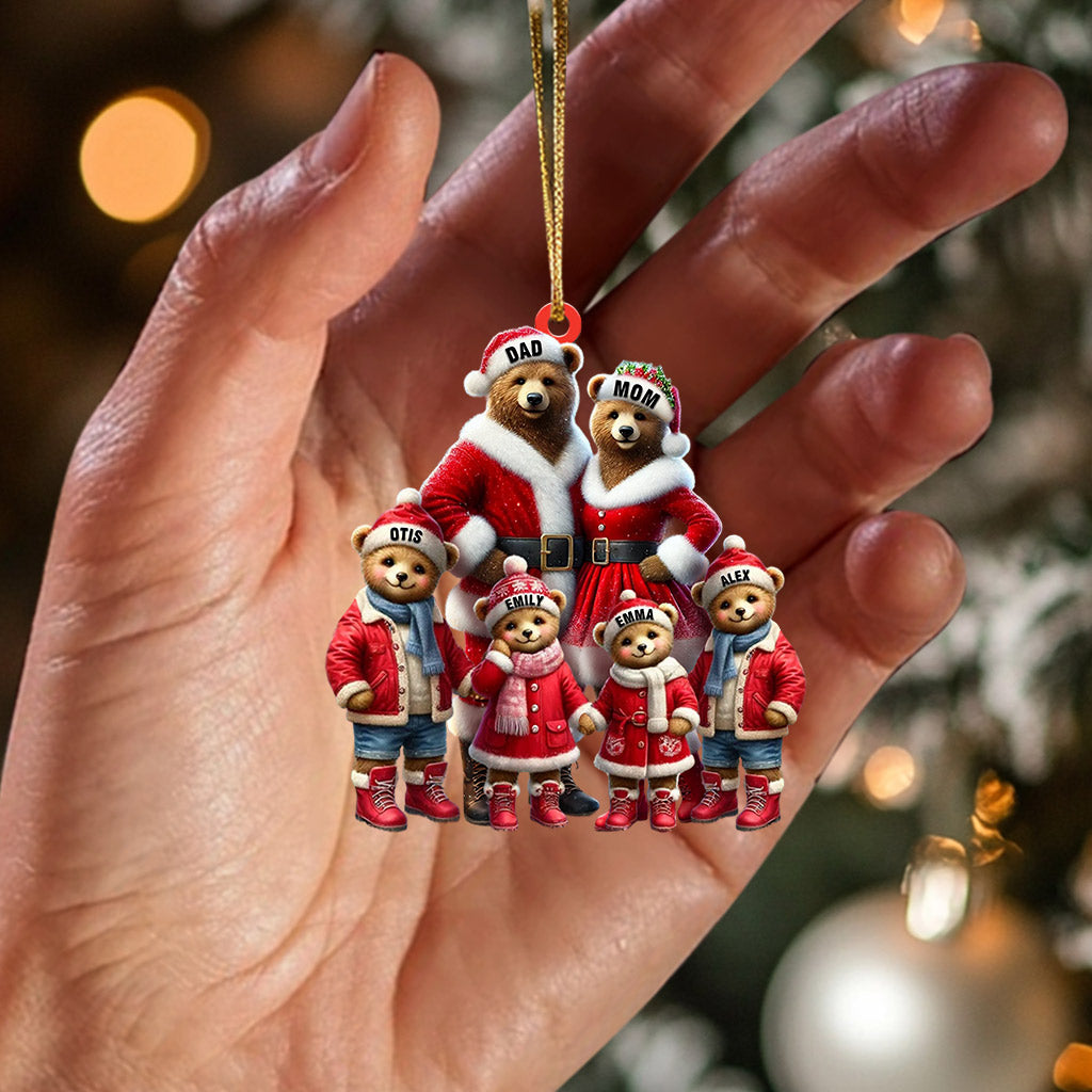Bear Family Home Decor Christmas Ornament, Personalized Ornament