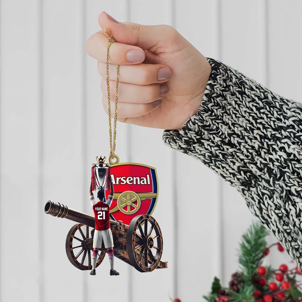 Custom Name Arsenal Ornament, Christmas Gift for Football Lover