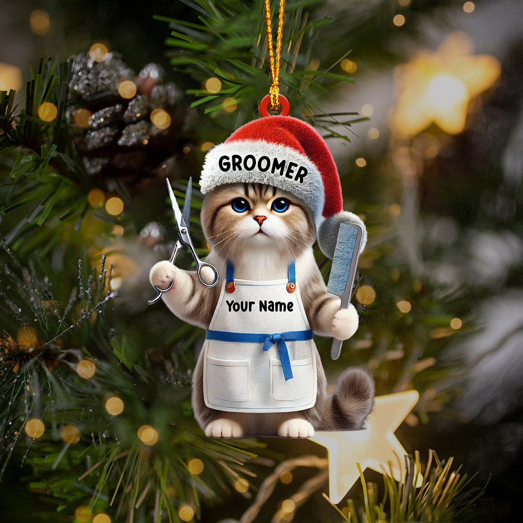 Groomer Cat Home Decor Christmas Ornament, Personalized Ornament