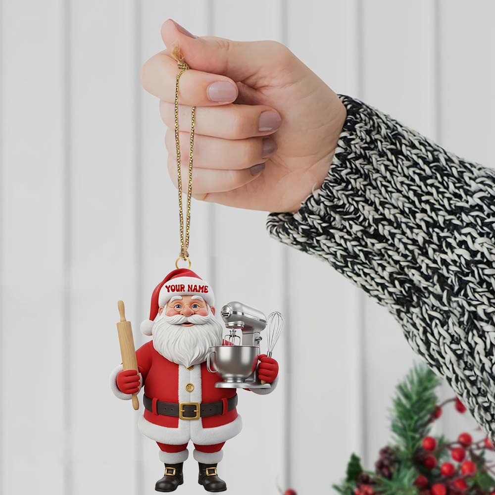 Santa Chef, Home Decor, Christmas Ornament, Personalized Ornament