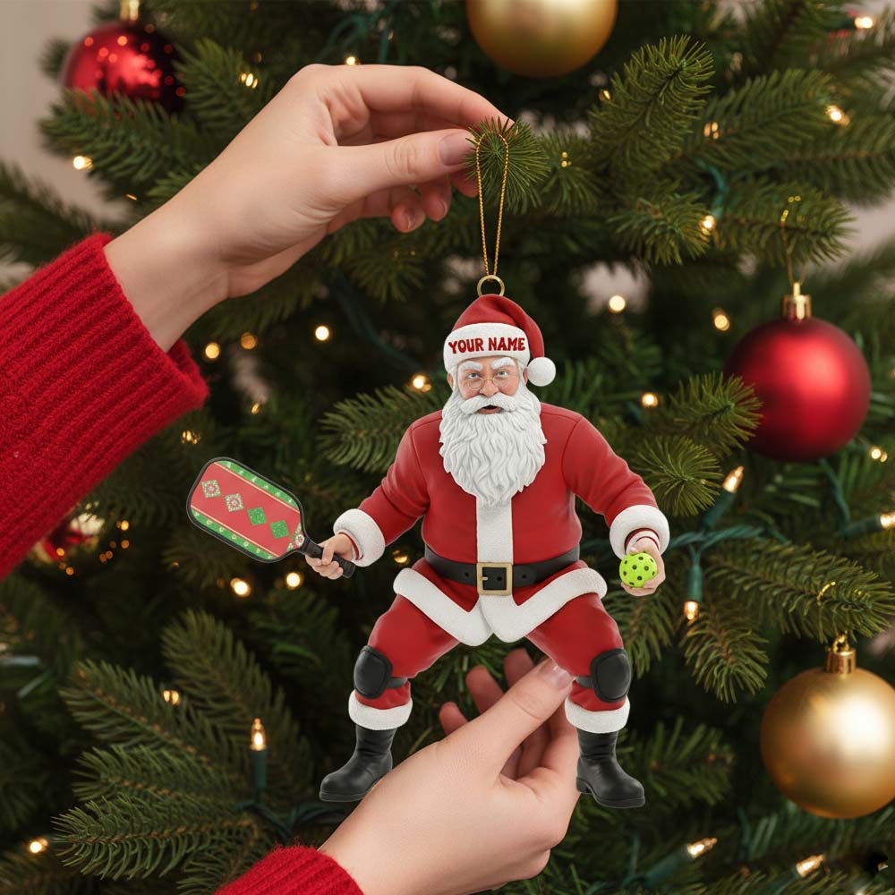 Pickle Ball Santa, Home Decor, Christmas Ornament, Personalized Ornament